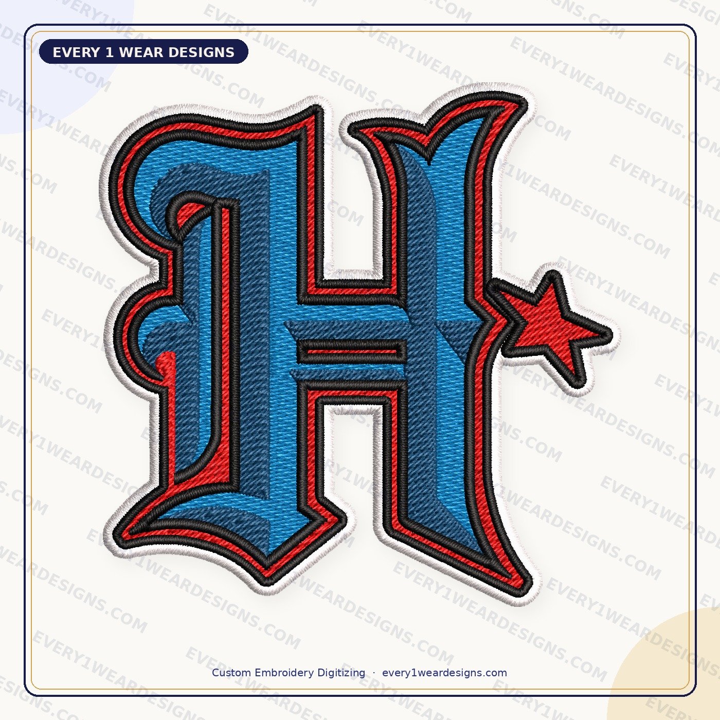 Embroidery digitizing sample